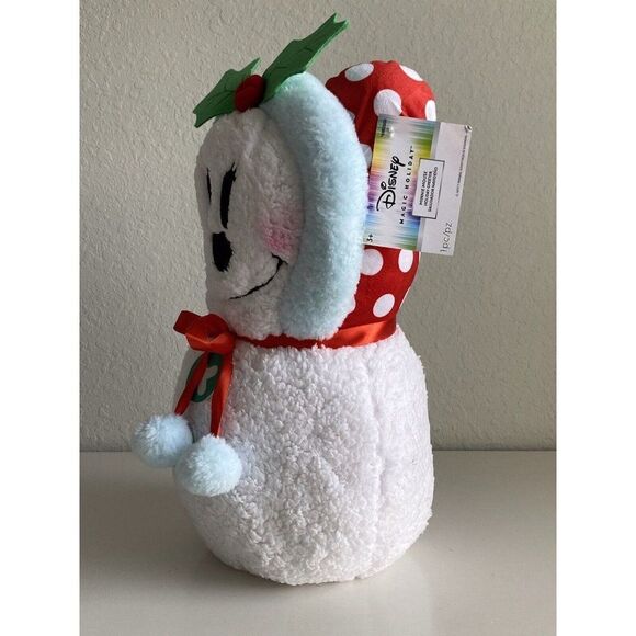 Disney Minnie Mouse Christmas Door Greeter Porch Holiday Sherpa Snowman NEW - Picture 3 of 8